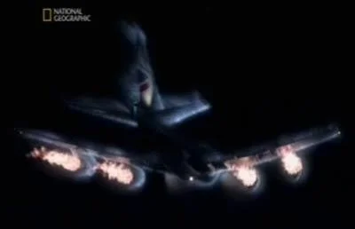 voo 9 da British Airways brilhando devido à colisão de cinzas vulcânicas