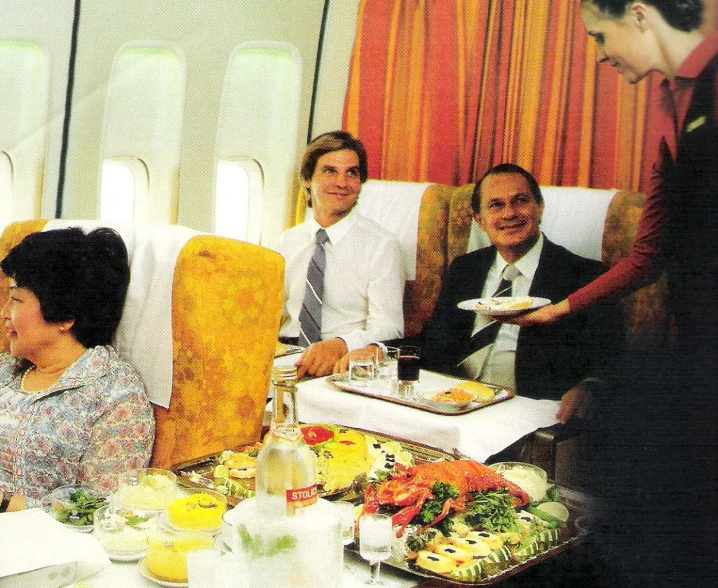 Serviço de bordo da Varig (1ª classe): lagosta. Fonte: livro Estrela Brasileira