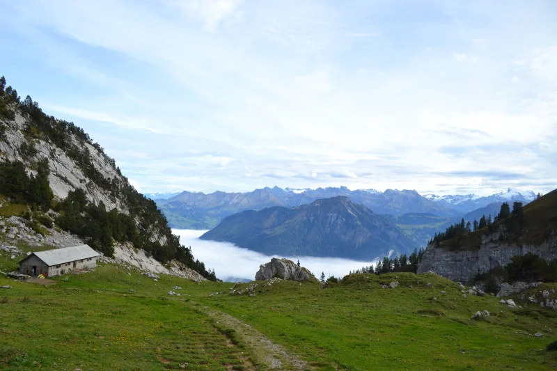 Vista durante subida de trem ao Monte Pilatus (Lucerna).
