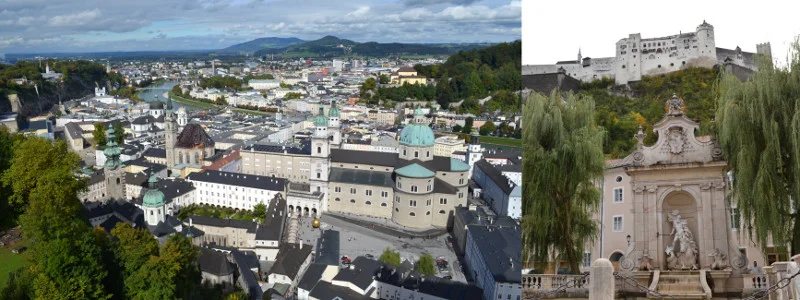 Fortaleza de Hohensalzburg, sobre uma colina que domina o centro antigo é um dos maiores castelos da Europa.