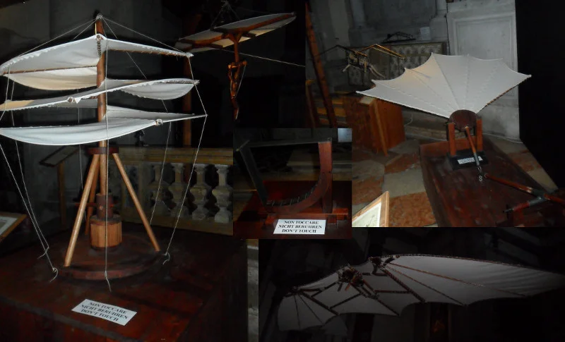  Inventos ligados a aviação da exposição de Leonardo da Vinci (Igreja de San Barnaba, Veneza). Fotos: ViniRoger.