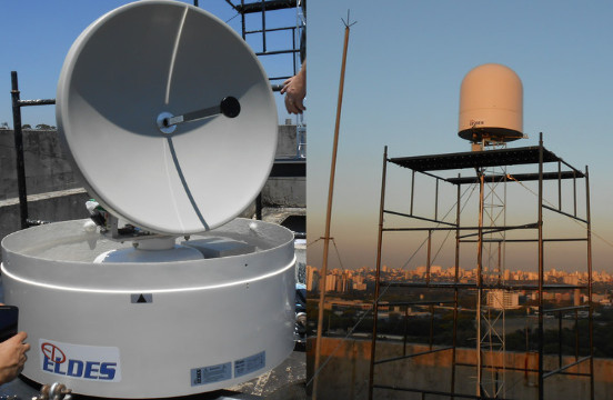 Mini radar instalado no topo do Pelletron - IF/USP. Fotos: ViniRoger.