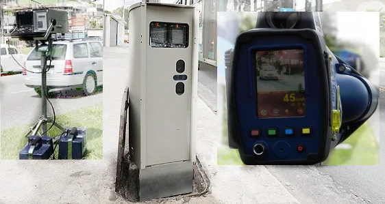 Três exemplos de radares móveis