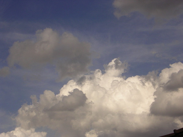 Nuvens cumulus e cumulus fractus - o cinza é devido à iluminação, não significa que vá gerar chuva. Foto: ViniRoger.