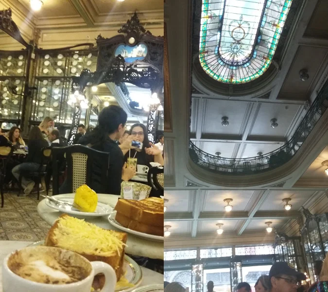 Confeitaria Colombo, no centro do Rio de Janeiro: Torradas Petrópolis, Americana, café e trouxinha de ovos. Fotos: ViniRoger