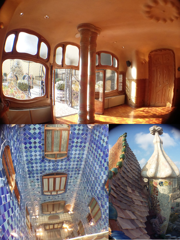 Interior da Casa Batlló: fundos, vão ao lado da escada e torre da fachada. Fotos: ViniRoger