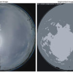 Imagem all sky original e segmentada em 3 cores