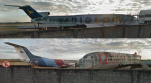 Boeings 737 e Embraer 120 abandonados em São José dos Campos. Fotos: Google Street View
