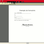 Tela de edição online de arquivo PDF com formulário, inserindo texto e com assinatura recém incluída