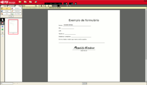 Tela de edição online de arquivo PDF com formulário, inserindo texto e com assinatura recém incluída