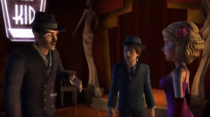 Bar clandestino de Kid Tannen, junto com Marty disfarçado e Trixie