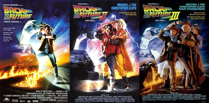 Cartazes dos filmes De Volta Para O Futuro I, II e III