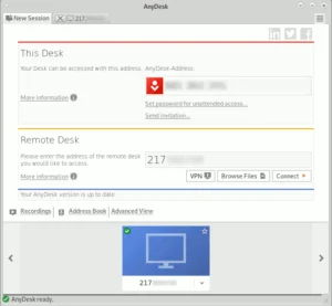Tela do AnyDesk