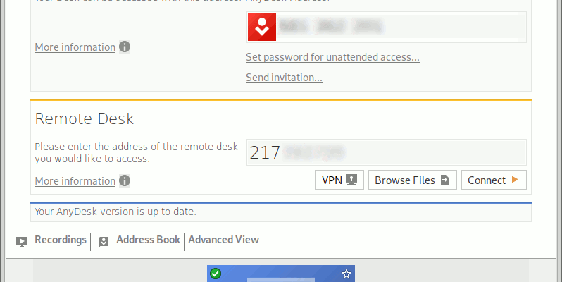 Tela do AnyDesk