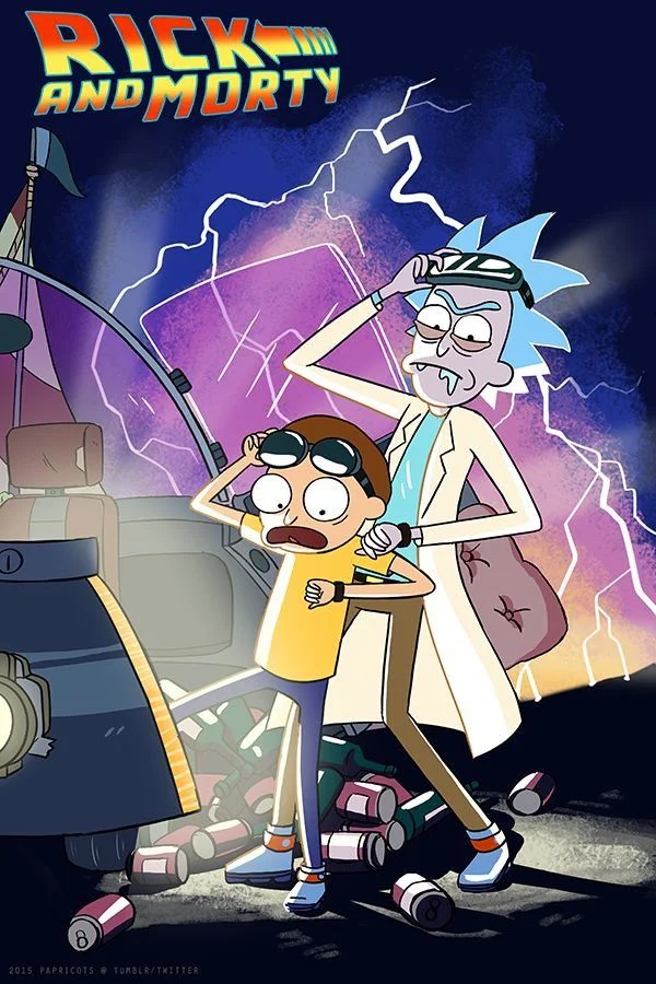 Arte parodiando Rick and Morty x Doc and Marty