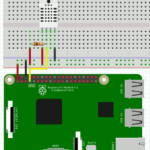 Circuito com Raspberry Pi e DHT22 no Fritzing
