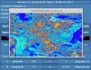 Imagem do satélite GOES13 (visível) recortada usando CDO