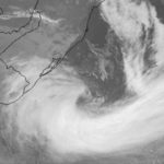 Imagem de satélite do ciclone bomba. Fonte: NOAA