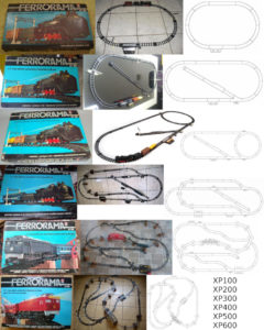 Caixa, esquema e foto dos Ferroramas da primeira geração. Fonte: Naquele tempo