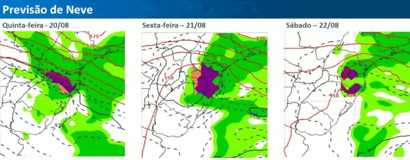 Previsão de neve do CPTEC. Fonte: CPTEC/INPE