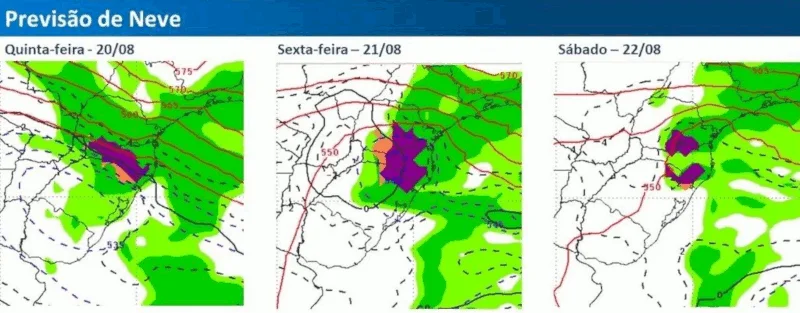 Previsão de neve do CPTEC. Fonte: CPTEC/INPE