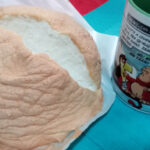 Pão nuvem da receita já aberto ao meio. Foto: ViniRoger