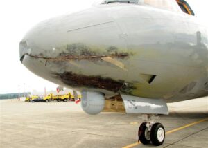 Avião neozelandês atingido por um raio enquanto voava no Canadá, em junho de 2009. Fonte: Stuff/NZ