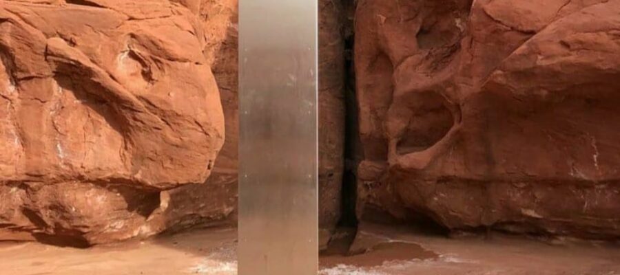 Monolito metálico na região de canyons de Utah. Foto: Utah Department of Public Safety