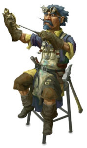 Ilustração de gnomo engenhoqueiro em D&D. Fonte: Fantasy Pics Inc (Paizo Publishing)