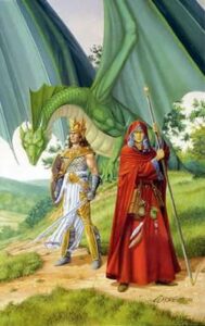 Caramon e Raistlin Majere, por Larry Elmore. Fonte: Wikipedia