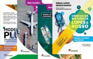 Livros didáticos de Física e de Matemática da Moderna. Fonte: divulgação