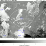 Diferença de temperatura de brilho (GOES-16) e estações de superfície consideradas no estudo.