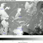 Diferença de temperatura de brilho (GOES-16) e estações de superfície consideradas no estudo.