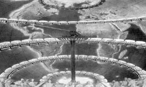 Representação artística da fábrica de previsão de tempo de Richardson. Fonte: Wikipedia