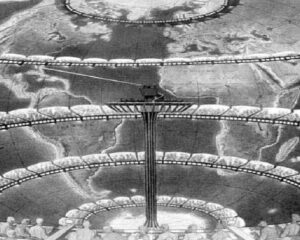 Representação artística da fábrica de previsão de tempo de Richardson. Fonte: Wikipedia