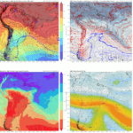 Mapas de superfície, 850, 500 e 250 hPa das variáveis e data/hora indicadas - evento de neve