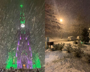 Neve em Canela e Gramado, RS. Fotos: André Fernandes/Prefeitura de Canela e Pablo Berger