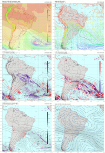 Mapas gerados para 29/07 00Z, horário aproximado de evento precipitações de inverno na região sul e geada na madrugada correspondente em outros locais da mesma região