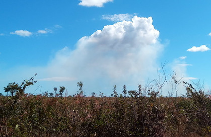 Nuvem formada diretamente acima da fumaça gerada por queimada no Tocantins (junho de 2019). Foto: ViniRoger
