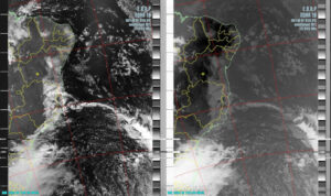 Imagens visível e infravermelho de uma passagem do satélite NOAA 18