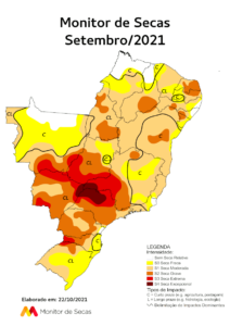 Mapa do monitor de secas. Fonte: ANA