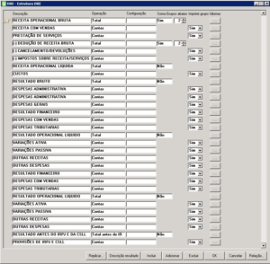 Estrutura DRE no sistema Domínio