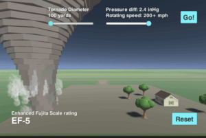Exemplo de tela do "Tornado Simulation"
