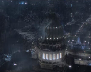 "Aerolito" de granizo acertando torre do "Congreso de la Nación Argentina". Créditos: Netflix
