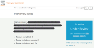 Tela de acompanhamento de processo de submissão após primeira revisão