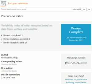 Tela de acompanhamento de processo de submissão