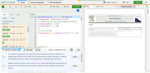 Tela do framework Neptune para edição online de texto em LaTeX