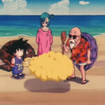 Mestre Kame dá a Nuvem Voadora para Goku em frente a Bulma