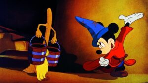 Mickey Mouse como o Aprendiz de Feiticeiro no filme Fantasia (1940).
