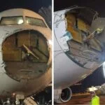 Fotos de danos no radome do avião do voo LA1325 de 26/10/2022. Fonte: redes sociais